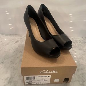 Clarks peep toe heels.